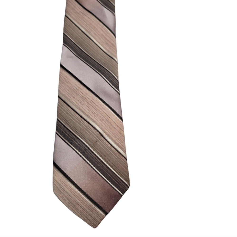Vintage 70s Pegasus Cream Brown Mens Ties Striped